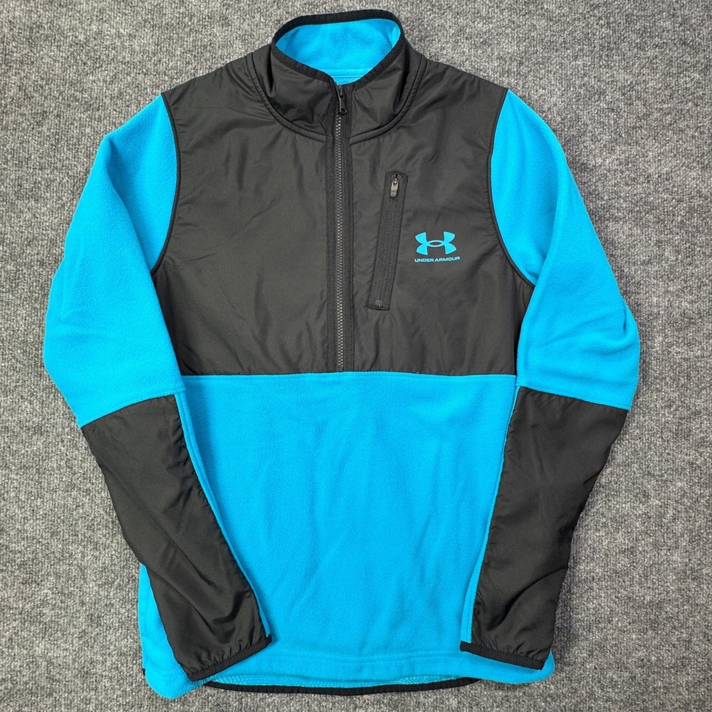 Under Armour Fleece Quarter Zip Pullover Mens S Blue Black